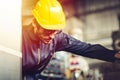 Young American worker intend to work in a heavy industrial factory Royalty Free Stock Photo