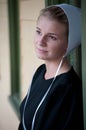 Young Amish Woman Close-up Outside Home Royalty Free Stock Photo