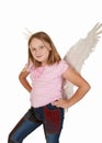 Young angel girl with hands hips Royalty Free Stock Photo