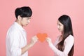 Young anger couple fighting for a love hearted Royalty Free Stock Photo