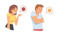 Young Angry Man and Woman Character Expressing Discontent in Social Media with Emoji Vector Illustration Set