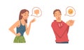 Young Angry Man and Woman Character Expressing Discontent in Social Media with Thumb Down Vector Illustration Set Royalty Free Stock Photo