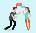 Young angry man and woman couple have quarrel. Unhappy family conflict, disagreement in relationship vector concept Royalty Free Stock Photo