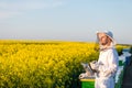 Young apiarist gesturing thumb up Royalty Free Stock Photo