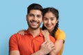 Young Arab Couple. Portrait Of Happy Embracing Middle Eastern Man And Woman Royalty Free Stock Photo