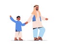 Young arab father walking with son parenting fatherhood concept dad spending time with his kid