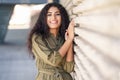 Young Arab Woman with curly hair outdoors Royalty Free Stock Photo