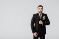 Young arabian groom in suit looking Royalty Free Stock Photo