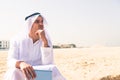 Young Arabian Man Sitting At The Beach Royalty Free Stock Photo