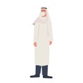 young arabic man wearing medical mask to prevent coronavirus pandemic covid-19 quarantine concept