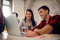 Young architect couple working late at computer Royalty Free Stock Photo