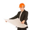 Young architect holding a building plan Royalty Free Stock Photo