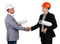 Young architect shaking hands with a businessman Royalty Free Stock Photo