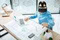 Young architect in VR headset working on his project Royalty Free Stock Photo