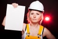 Young architect woman construction worker, empty frame Royalty Free Stock Photo