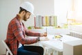 Young architect working on an office desk Royalty Free Stock Photo