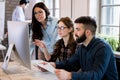 Young architects working on project in office Royalty Free Stock Photo