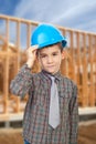 Young arhitect with helmet.greets Royalty Free Stock Photo