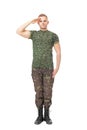 Young army soldier saluting Royalty Free Stock Photo