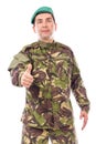 Young army soldier with thumb up Royalty Free Stock Photo