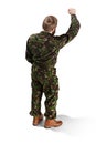 Young army soldier wearing camouflage uniform isolated on white Royalty Free Stock Photo