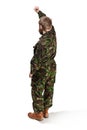 Young army soldier wearing camouflage uniform isolated on white Royalty Free Stock Photo