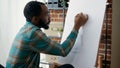 Young artist drawing vase masterpiece with pencil on canvas