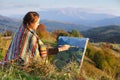 Young artist painting an autumn landscape Royalty Free Stock Photo