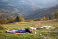 Young artist sleeping in a meadow Royalty Free Stock Photo