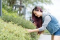 young asia woman explores the nature, in the afternoon, feel relax and happy