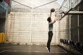 Young asian basketball player attempting a dunk Royalty Free Stock Photo