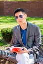 Young Asian American Man traveling, studying in New York City Royalty Free Stock Photo