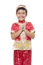 Young Asian boy with Chinese traditional outfit cheongsam or tan