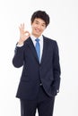 Young Asian business man showing okay sign. Royalty Free Stock Photo