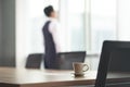 Young asian business man thinking in office Royalty Free Stock Photo