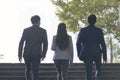 Young asian business people walking on street Royalty Free Stock Photo