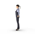 Young asian business woman, isolated on white. Side view. 3D illustration Royalty Free Stock Photo