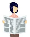 Young asian business woman reading newspaper. Royalty Free Stock Photo