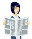 Young asian business woman reading newspaper. Royalty Free Stock Photo