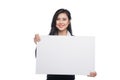 Young asian business woman showing a white board isolated on white background. Royalty Free Stock Photo