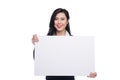 Young asian business woman showing a white board isolated on white background. Royalty Free Stock Photo