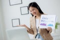 Young asian business woman using laptop computer for video conference online, businesswoman working with video call. Royalty Free Stock Photo