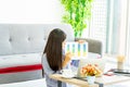 Young Asian business woman work from home Royalty Free Stock Photo