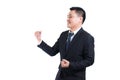 Young Asian businessman celebrating Successful. Businessman happy and smile with Arms up while standing Royalty Free Stock Photo