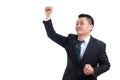 Young Asian businessman celebrating Successful. Businessman happy and smile with Arms up while standing Royalty Free Stock Photo