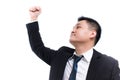 Young Asian businessman celebrating Successful. Businessman happy and smile with Arms up while standing Royalty Free Stock Photo