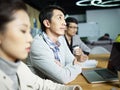 Young asian businessman thinking during meeting Royalty Free Stock Photo