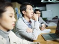 Young asian businessman thinking during meeting Royalty Free Stock Photo