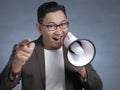 Young Businessman Smiling Shouting Using Megaphone, Hiring Choosing You Concept