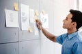 Young Asian Businessman Working in Office Meeting Room. Man Analyzing Data Plans and Project. Concentrate on Document Note on Royalty Free Stock Photo